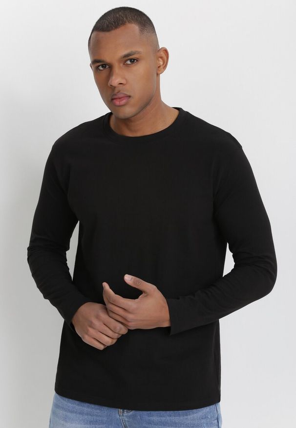 Born2be - Czarny Longsleeve Acsyphise. Kolor: czarny. Materiał: bawełna. Długość rękawa: długi rękaw. Długość: długie. Styl: klasyczny