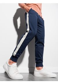 Ombre Clothing - Spodnie męskie dresowe joggery P947 - granatowe - M. Okazja: na co dzień. Kolor: niebieski. Materiał: dresówka. Styl: casual #6