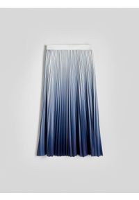 Reserved - Plisowana spódnica midi - jasnoniebieski. Kolor: niebieski. Materiał: dzianina