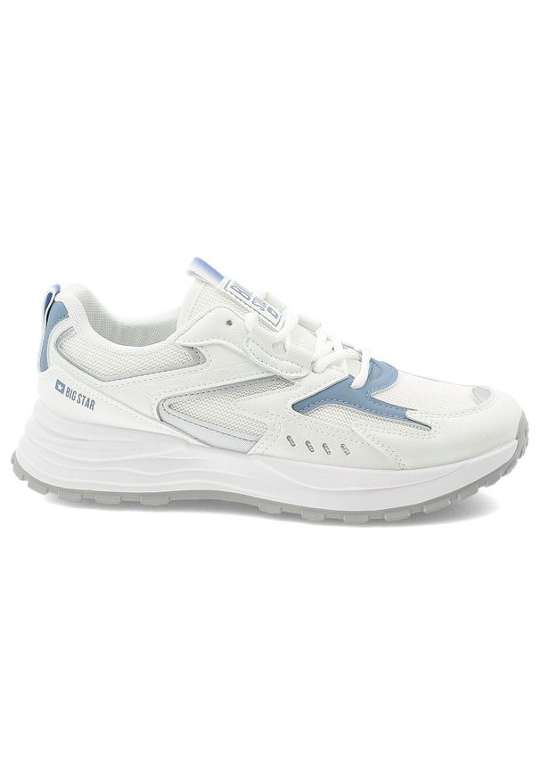 Big-Star - Białe Sneakersy Big Star Sportowe Obuwie Damskie. Okazja: na spacer, na co dzień. Zapięcie: sznurówki. Kolor: biały. Materiał: materiał, syntetyk. Szerokość cholewki: normalna. Sport: turystyka piesza