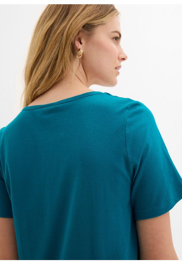 bonprix - T-shirt o trapezowym kroju, krótki rękaw. Kolor: niebieski. Długość rękawa: krótki rękaw. Długość: krótkie