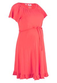 Sukienka ciążowa z bawełny organicznej bonprix koralowy. Kolekcja: moda ciążowa. Kolor: czerwony. Materiał: bawełna #1