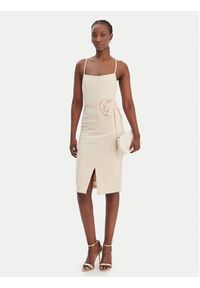 Guess Sukienka koktajlowa W6RK0G KC9O0 Beżowy Regular Fit. Kolor: beżowy. Materiał: syntetyk. Styl: wizytowy #4