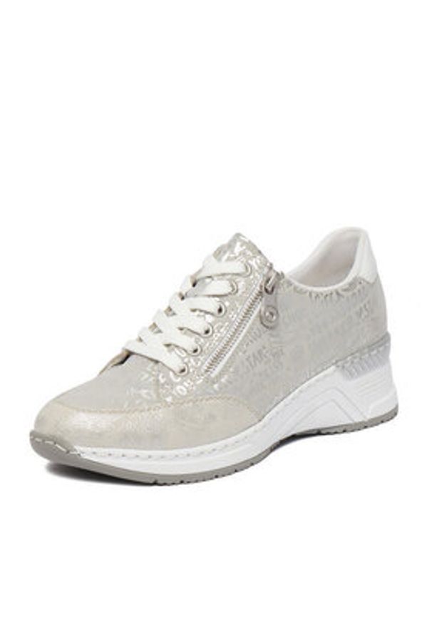 Rieker Sneakersy N4316-90 Srebrny. Kolor: srebrny. Materiał: materiał