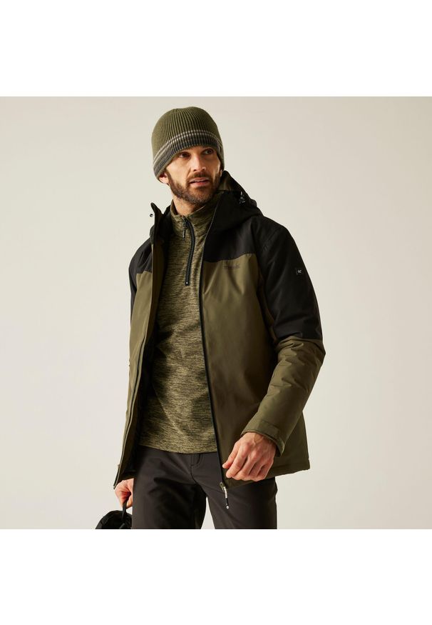 Regatta - Kurtka męska zimowa ocieplana Thornridge. Kolor: wielokolorowy, brązowy, zielony. Materiał: tkanina, puch. Sezon: zima. Sport: turystyka piesza
