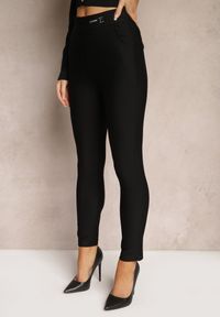 Renee - Czarne Spodnie Skinny z Gumką w Talii Fessiliae. Kolor: czarny #4