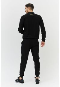 EA7 Emporio Armani - EA7 Czarne spodnie dresowe z aksamitnym logo. Kolor: czarny. Materiał: poliester. Wzór: aplikacja #3