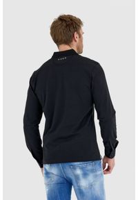 La Martina - LA MARTINA Czarne męskie polo z długim rękawem i okrągłym logo, Rozmiar XL. Typ kołnierza: polo. Kolor: czarny. Długość rękawa: długi rękaw. Długość: długie