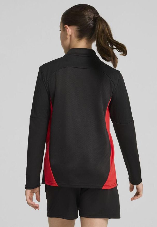Puma - Dziecięcy top treningowy 1/4 zip Milan AC 2024/25. Kolor: czerwony, wielokolorowy, czarny. Sport: piłka nożna