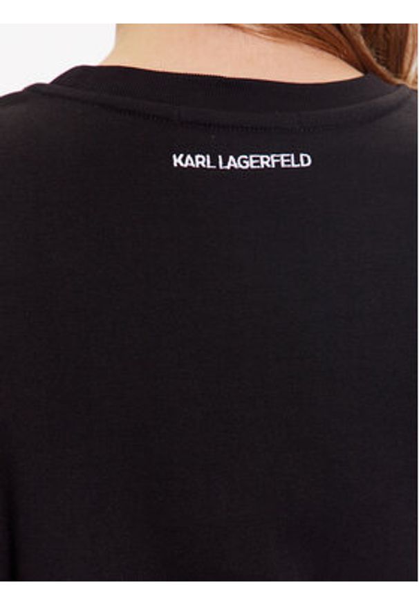 Karl Lagerfeld - KARL LAGERFELD Bluza Ikonik 2.0 230W1800 Czarny Regular Fit. Typ kołnierza: dekolt w karo. Kolor: czarny. Materiał: bawełna