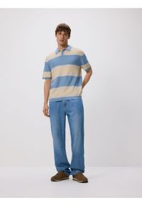 Reserved - Sweter polo w paski - wielobarwny. Typ kołnierza: polo. Materiał: dzianina, bawełna. Wzór: paski