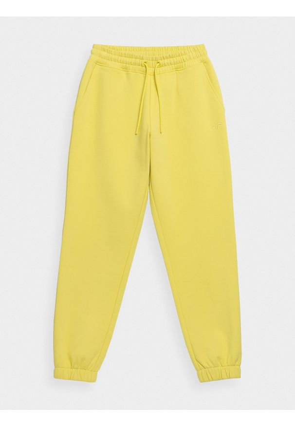 4f - Spodnie dresowe joggery damskie. Kolor: żółty. Materiał: dresówka