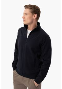 Volcano - Bluza ze stójką B-BERRT. Okazja: na co dzień. Typ kołnierza: kołnierzyk stójkowy. Kolor: niebieski. Materiał: elastan, bawełna, materiał, dresówka. Wzór: gładki, ze splotem. Styl: casual, klasyczny #1