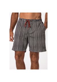 JAY-PI - Męskie Kąpielówki moda plażowa elastyczny pas paski do rozm. 8 XL. Kolekcja: plus size. Kolor: czarny. Materiał: poliester, materiał. Wzór: paski