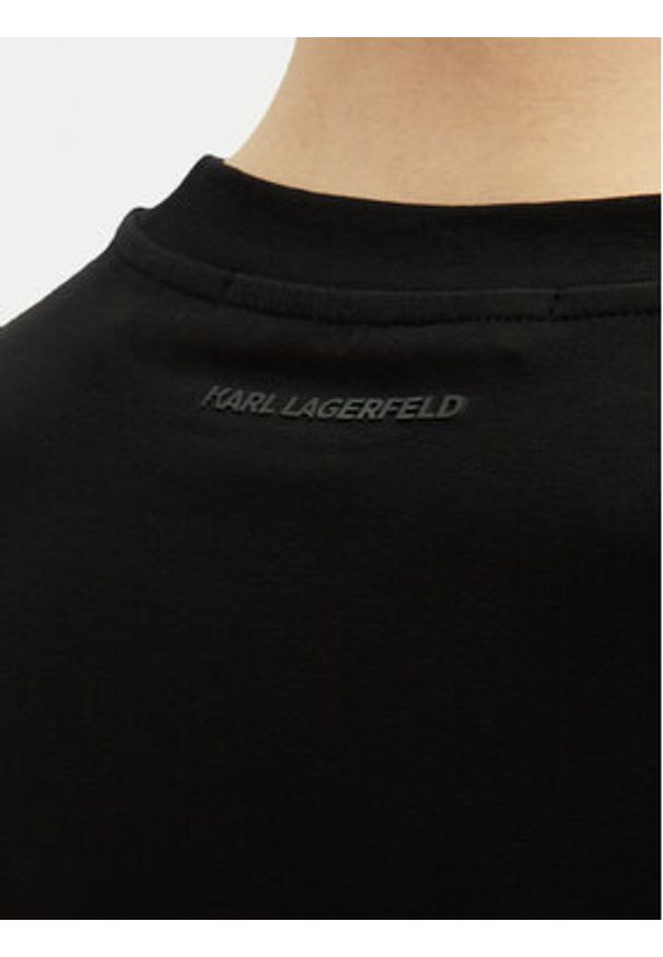 Karl Lagerfeld - KARL LAGERFELD T-Shirt 755156 552235 Czarny Regular Fit. Typ kołnierza: dekolt w karo. Kolor: czarny. Materiał: bawełna