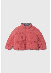 United Colors of Benetton kurtka dwustronna dziecięca kolor różowy. Okazja: na co dzień. Kolor: różowy. Długość rękawa: raglanowy rękaw. Styl: casual #1