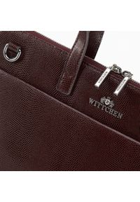 Wittchen - Damska torba na laptopa 13” skórzana slim. Kolor: czerwony. Materiał: skóra. Wzór: kwiaty, haft. Styl: casual, elegancki #3