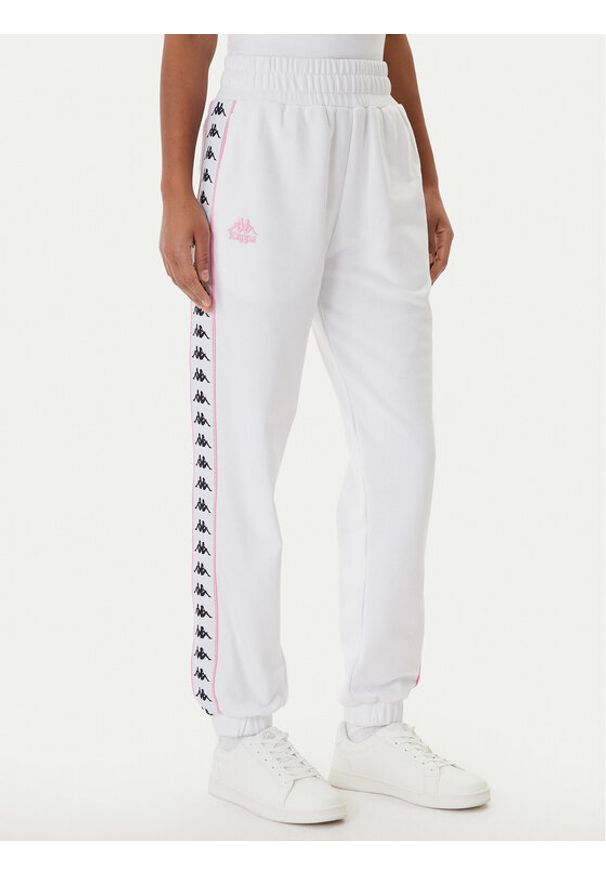 Kappa Spodnie dresowe Banda Adina 321Y8EW Biały Regular Fit. Kolor: biały. Materiał: bawełna