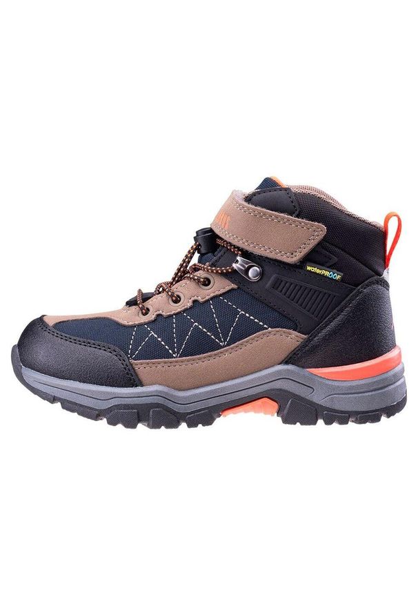 Elbrus - Dziecięce Buty Turystyczne Alven Mid Cut. Kolor: czarny, brązowy, niebieski, wielokolorowy. Sport: turystyka piesza