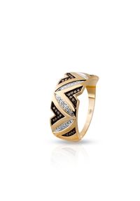 W.KRUK - Pierścionek złoty z diamentami. Materiał: złote. Kolor: złoty, brązowy, wielokolorowy. Kamień szlachetny: diament