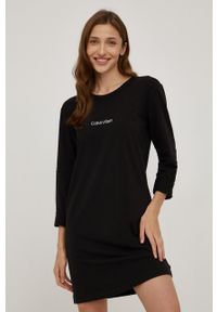 Calvin Klein Underwear Koszula nocna damska kolor czarny. Kolor: czarny. Materiał: dzianina. Długość: długie. Wzór: nadruk