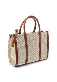 Torebka damska Rieker, torebka z plecionego materiału tekstylnego z elementami skóry naturalnej o prostej sztywnej formie z wygodnymi uchwytami i dod. Kolor: brązowy. Sezon: wiosna, lato. Materiał: skórzane. Styl: casual, elegancki. Rodzaj torebki: na ramię #9