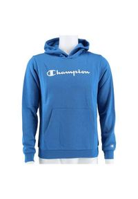 Bluza sportowa chłopięca Champion Big Logo Print. Typ kołnierza: kaptur. Kolor: niebieski. Wzór: nadruk. Styl: sportowy