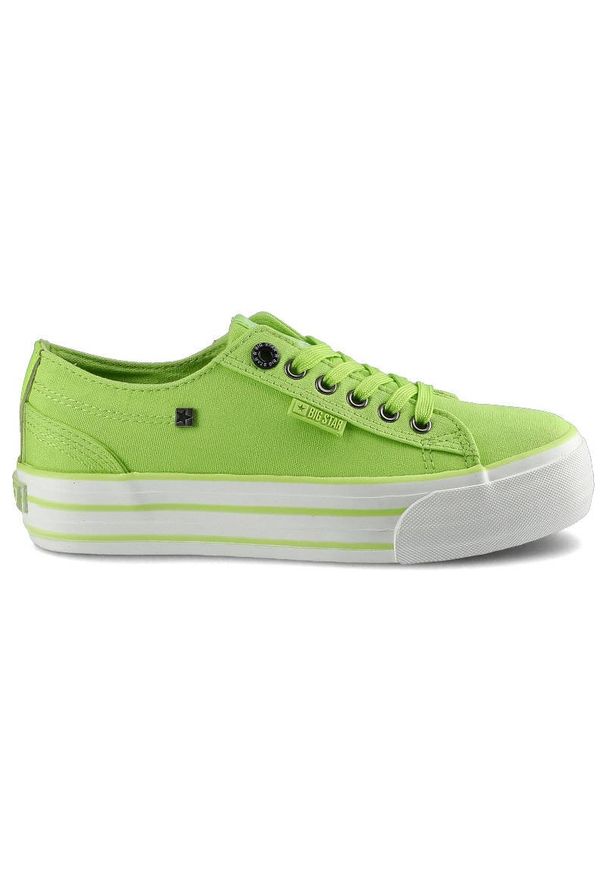 Big-Star - Zielone Trampki Big Star Buty Damskie Półbuty. Kolor: zielony. Materiał: guma, materiał, tkanina, dresówka. Szerokość cholewki: normalna. Obcas: na platformie