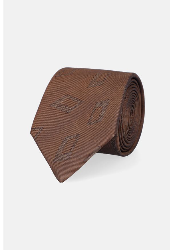 Lancerto - Krawat Jedwabny Brązowy Wzór. Kolor: brązowy. Materiał: jedwab