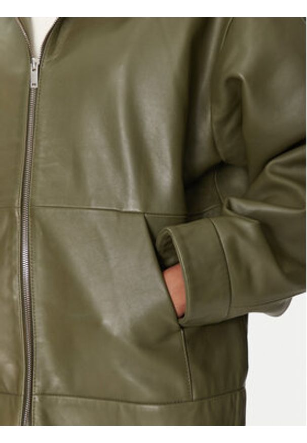 2NDDAY Kurtka skórzana 2251512606 190515 Zielony Regular Fit. Kolor: zielony. Materiał: skóra