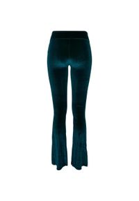 Urban Classics - Legginsy Damskie Velvet Z Wysoką Talią Bootcut. Kolor: niebieski. Sport: turystyka piesza