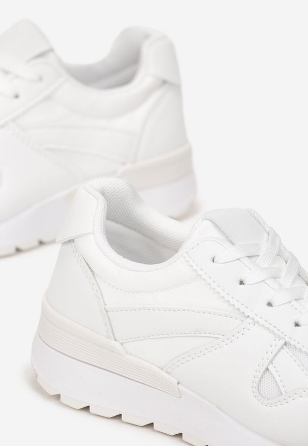 Born2be - Białe Sneakersy z Wstawkami Willamina. Wysokość cholewki: przed kostkę. Kolor: biały. Materiał: materiał. Szerokość cholewki: normalna