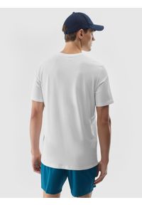4f - 4F T-shirt z nadrukiem męski - biały S. Okazja: na co dzień. Kolor: biały. Materiał: bawełna, jersey, dzianina. Wzór: nadruk. Styl: sportowy, casual, klasyczny