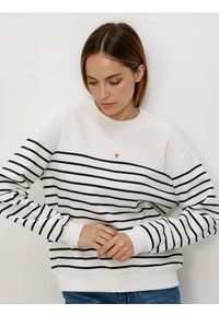 Reserved - Bluza w paski z haftem - wielobarwny. Materiał: dzianina, bawełna. Wzór: haft, paski #1