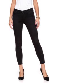 Lee - SPODNIE DAMSKIE LEE SCARLETT CROPPED BLACK RINSE L30CAE47. Wzór: aplikacja