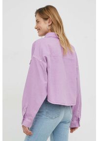 Calvin Klein Jeans kurtka jeansowa damska kolor różowy przejściowa oversize. Kolor: różowy. Materiał: denim #4