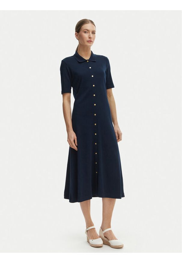 TOMMY HILFIGER - Tommy Hilfiger Sukienka codzienna WW0WW48776 Niebieski Regular Fit. Okazja: na co dzień. Kolor: niebieski. Materiał: bawełna. Typ sukienki: proste. Styl: casual