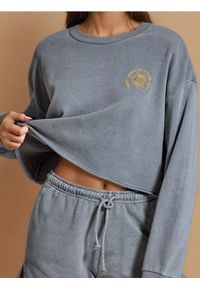 Sinsay - Bluza z haftem - szary. Kolor: szary. Wzór: haft