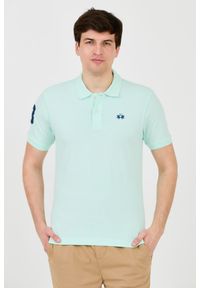 La Martina - LA MARTINA Miętowe męskie polo z małym logo, Rozmiar L. Typ kołnierza: polo. Kolor: zielony #1