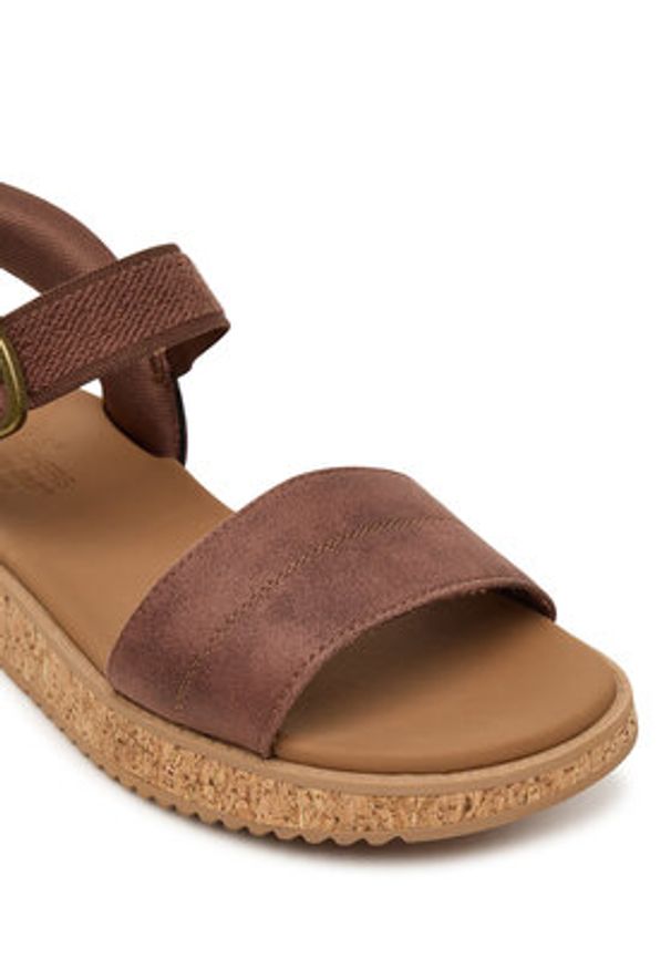 skechers - Skechers Sandały Bobs Sun Vibe 114423/CHOC Brązowy. Kolor: brązowy. Materiał: skóra