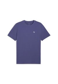 Puma - Męska koszulka Essentials Elevated PUMA Blue Crystal. Kolor: niebieski. Wzór: aplikacja, haft