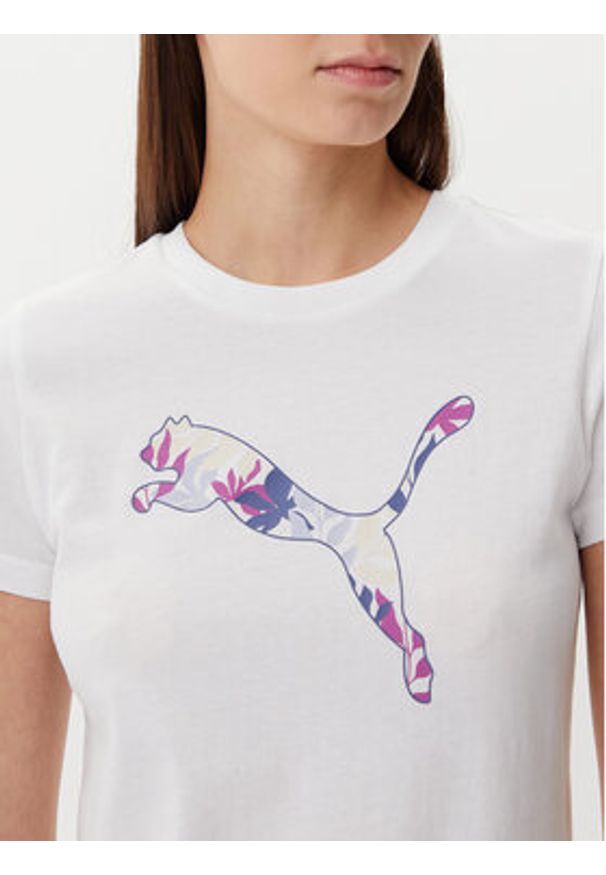 Puma T-Shirt Floral Cat 685081 Biały Regular Fit. Kolor: biały. Materiał: bawełna