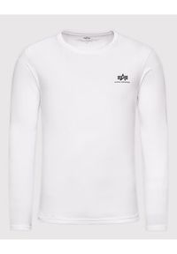 Alpha Industries Longsleeve Basic Small Logo 198517 Biały Regular Fit. Kolor: biały. Materiał: bawełna. Długość rękawa: długi rękaw #3