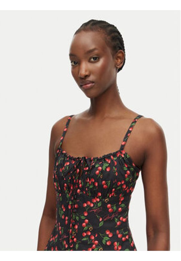 Guess Top W6YH97 W4497 Czarny Regular Fit. Kolor: czarny. Materiał: bawełna