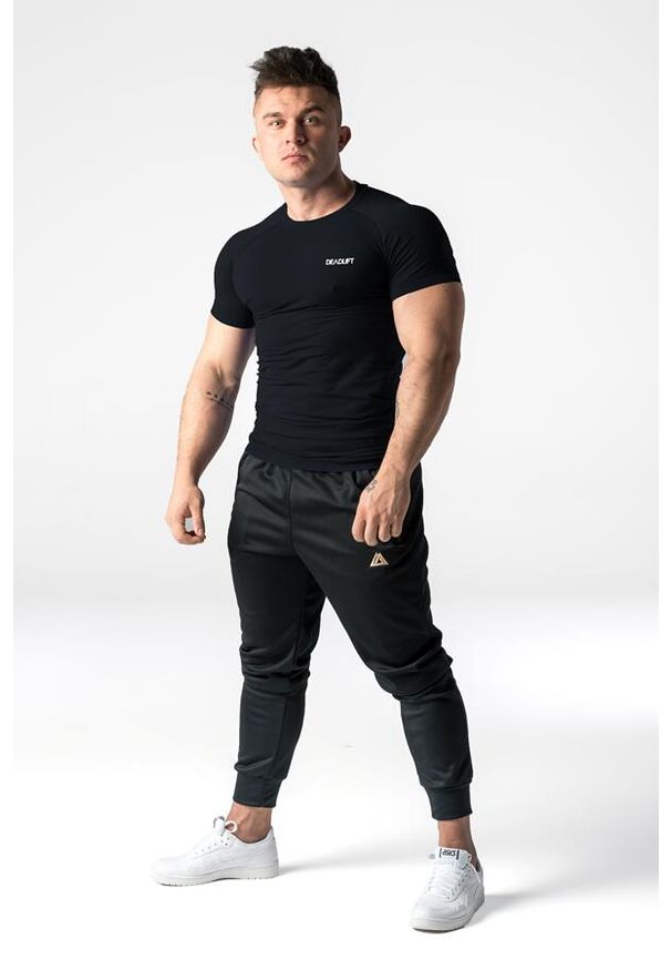 Rashguard bezszwowy sportowy męski DEADLIFT z krótkim rękawkiem. Kolor: czarny. Długość rękawa: krótki rękaw. Długość: krótkie