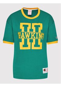 Champion T-Shirt Unisex STRANGER THINGS Hawkins 217756 Zielony Custom Fit. Kolor: zielony. Materiał: bawełna #6
