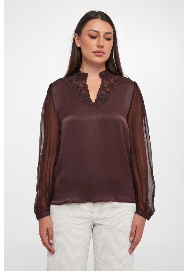 Twinset Milano - Bluzka damska z wiskozowej krepy TWINSET. Materiał: wiskoza