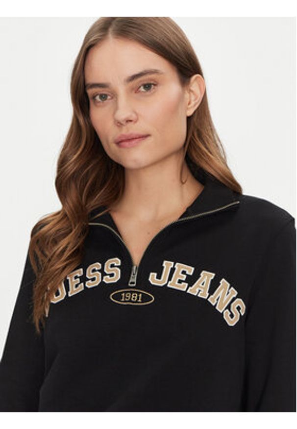 Guess Jeans Bluza W5RQ25 K68I4 Czarny Regular Fit. Kolor: czarny. Materiał: bawełna