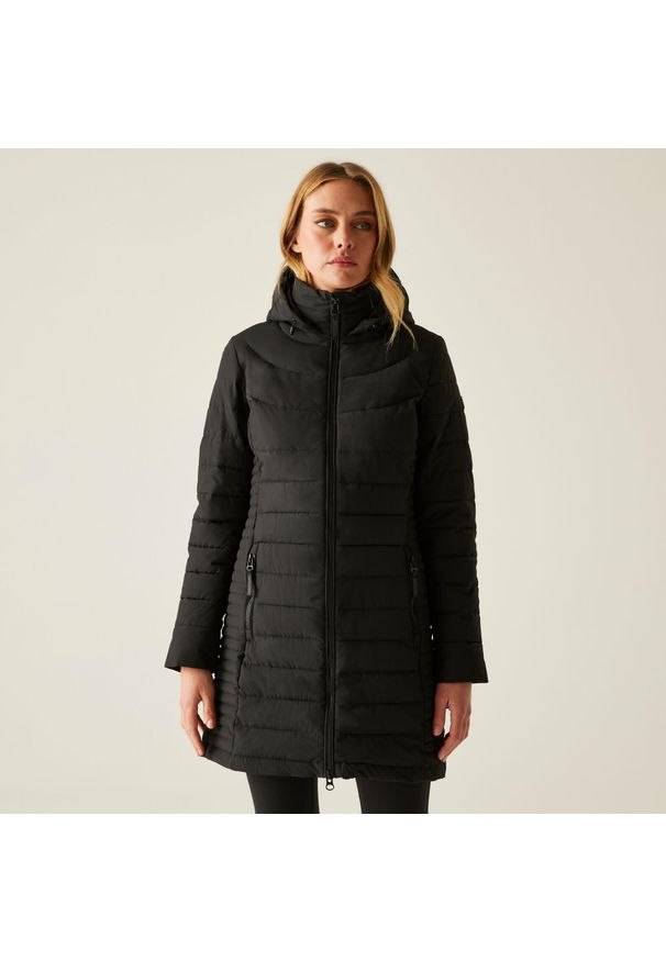 Regatta - Płaszcz damski zimowy ocieplany Andria. Kolor: czarny. Materiał: puch, syntetyk. Sezon: zima. Sport: turystyka piesza