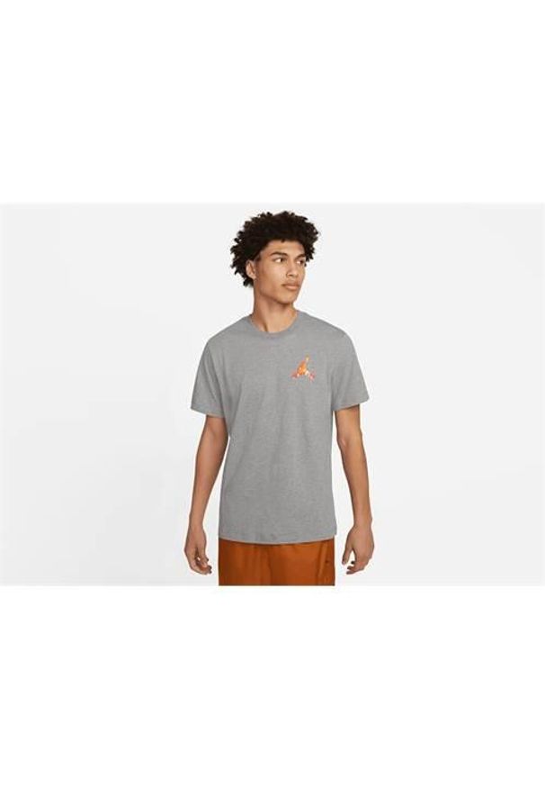 Koszulka treningowa męska Nike Air Jordan Jumpman 3d Crew. Kolor: szary. Materiał: bawełna. Długość rękawa: krótki rękaw. Długość: krótkie. Sport: bieganie